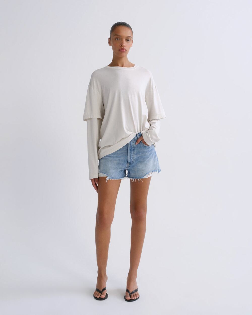 AGOLDE Parker Denim Cutoff Shorts Size 33 Light Wash Distressed Frayed